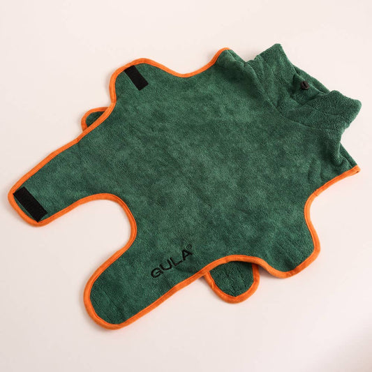 Dog Robe / Dog Dry Towel - Green & Orange